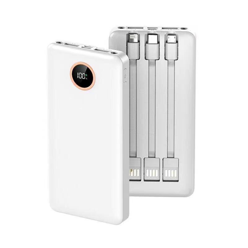 pd18w超级快充移动电源大容量20000毫安户外超薄自带线充电宝定制
