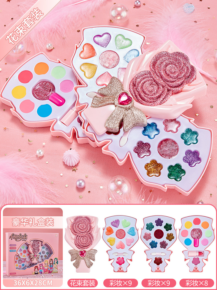 Cosméticos para niños al por mayor, caja de maquillaje no tóxica, aceite, lápiz labial, juguete, traje especial para niñas de 3-6 años, juego de casa 4-5