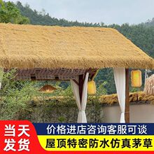 仿真茅草防水阻燃塑料毛草屋顶稻草农家乐景区凉亭庭院地毯式装饰