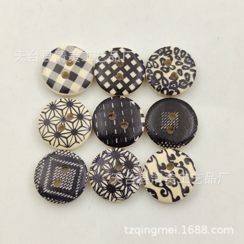 1,5 cm registro negro Plaid impreso botón Registro estilo europeo y americano hermoso impreso hebilla de pan 100 unids/bolsa