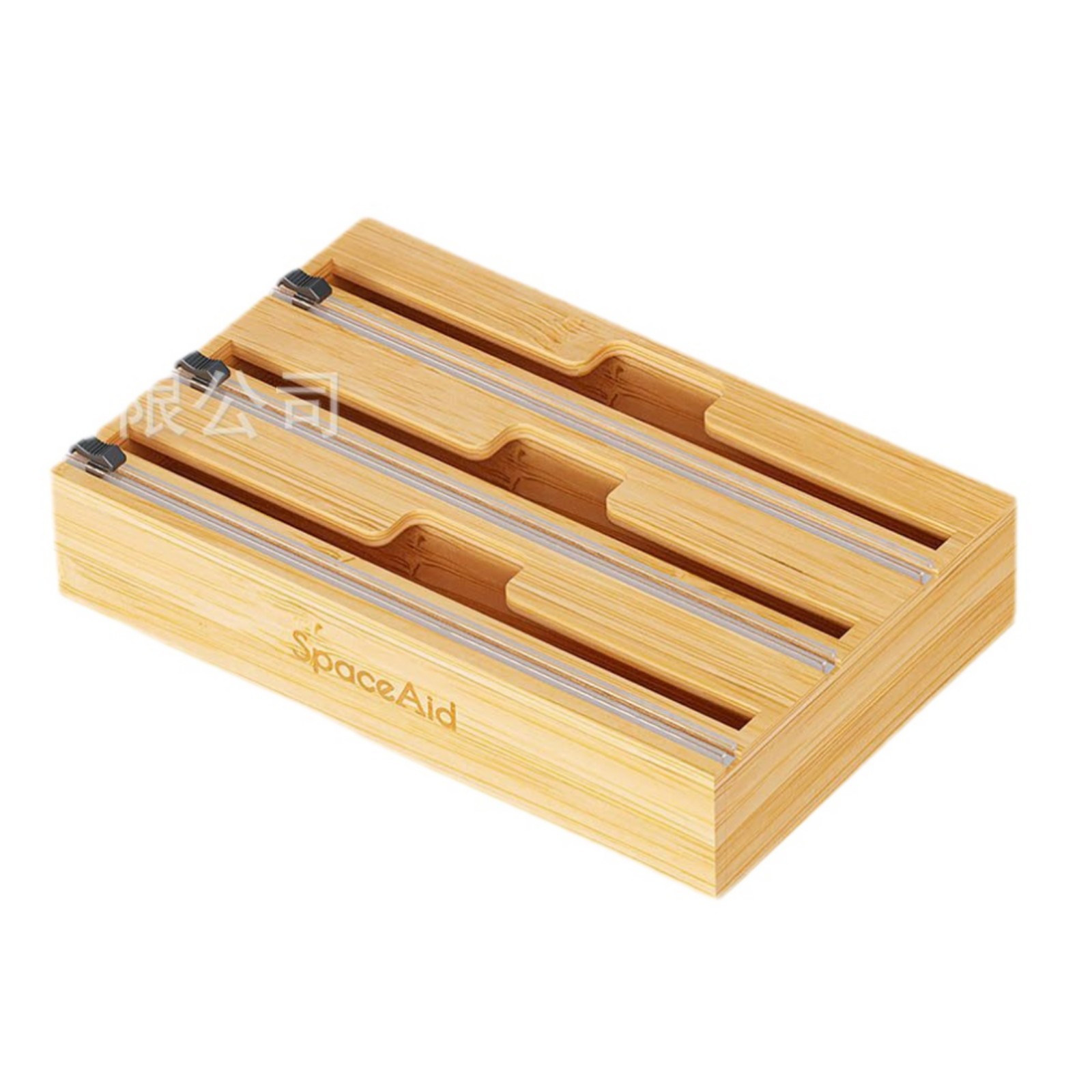 Caja de almacenamiento de papel de bambú Cortador de envoltura de plástico montado en la pared Caja de almacenamiento de envoltura de plástico Caja de almacenamiento de madera maciza de cocina