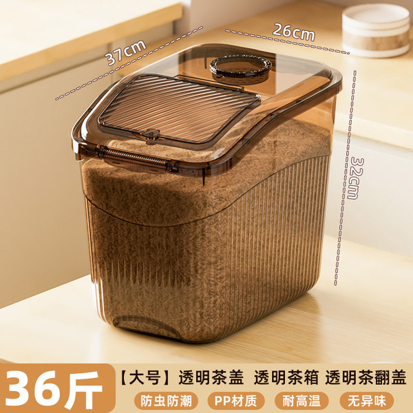 New Rice Container for Home Use, Insect-Proof, Moisture-Proof, Sealed Rice Storage Box, Flour Rice Container, 15kg Sealed Grain Storage Rice Jar, Wholesale Available