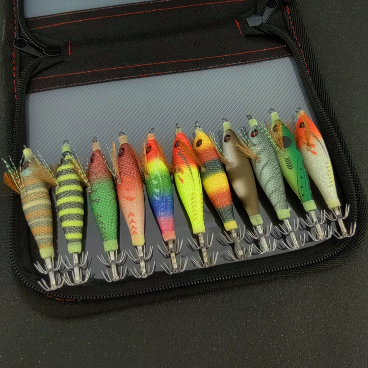 Светящиеся бусины-погремушки, деревянные приманки-креветки, крючки для кальмаров, приманки-наживки, сильные светящиеся приманки для плоскодонной рыбы.