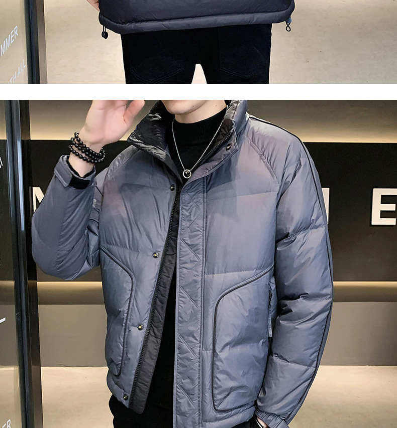 Vêtements pour hommes Hiver nouveau simple col montant pour hommes veste en coton de soie style homme slim chaud et confortable extérieur beau coton de soie_voghion.com