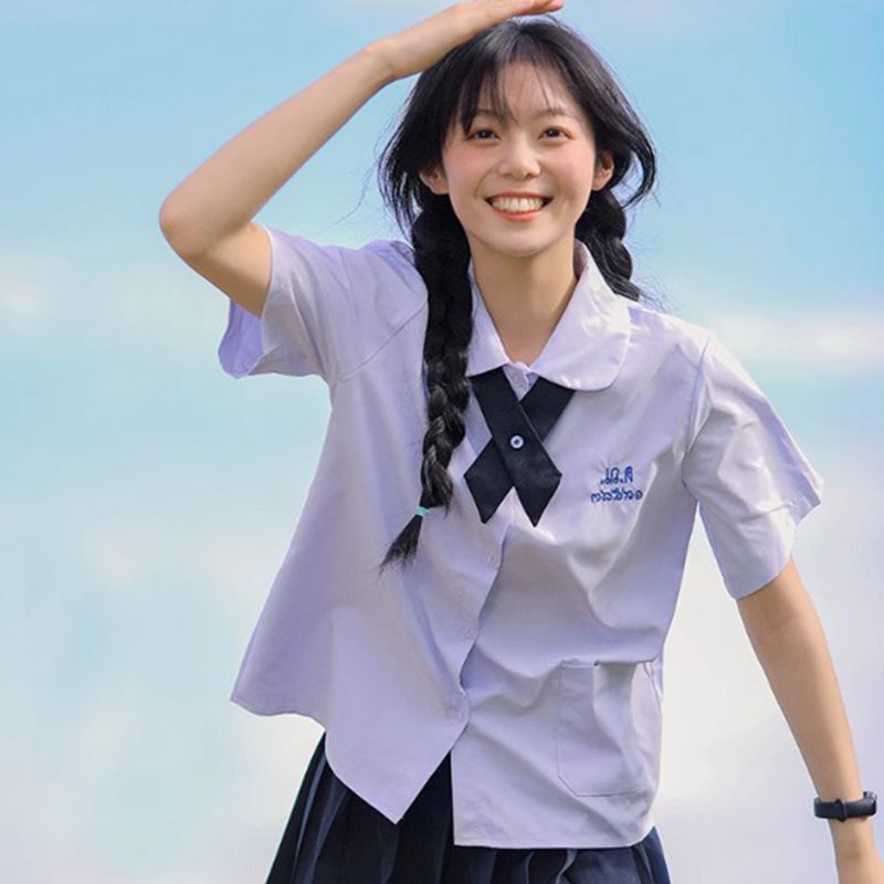 jk Uniform Suit Thai School Uniform Nano Short-sleeved Thai Shirt Preppy Style Class Uniform Female Summer Junior High School Graduation Uniform jk Uniform Suit Thai School Uniform Nano Short-sleeved Thai Shirt Preppy Style Class Uniform Female Summer Junior High School Graduation Uniform