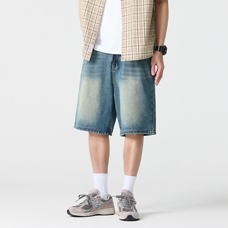 Urban Casual 2025 Summer Men's Denim Shorts Trendy Loose Straight Five-Point Shorts Casual Versatile Urban Casual 2025 Summer Men's Denim Shorts Trendy Loose Straight Five-Point Shorts Casual Versatile