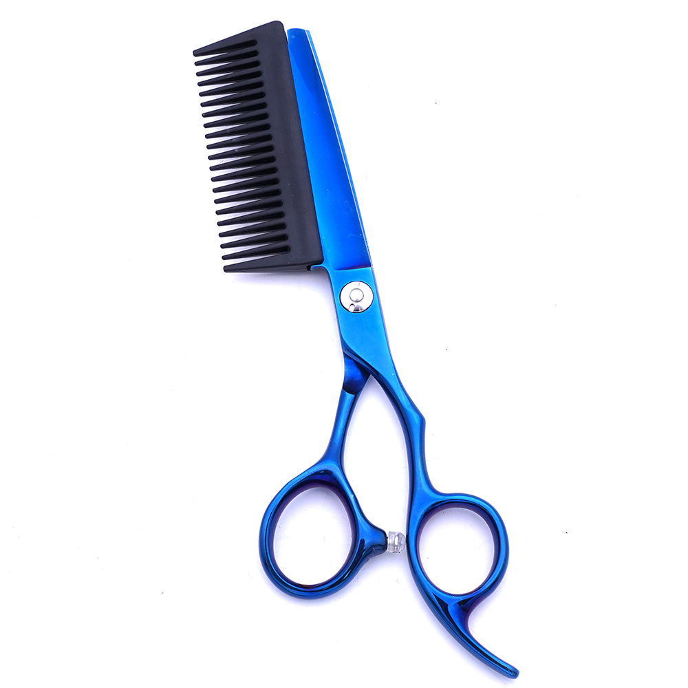 Directo de fábrica de 6 pulgadas de acero inoxidable tijeras con peine peluquero personalizado tijeras planas flequillos de pelo tijeras planas tijeras de pelo