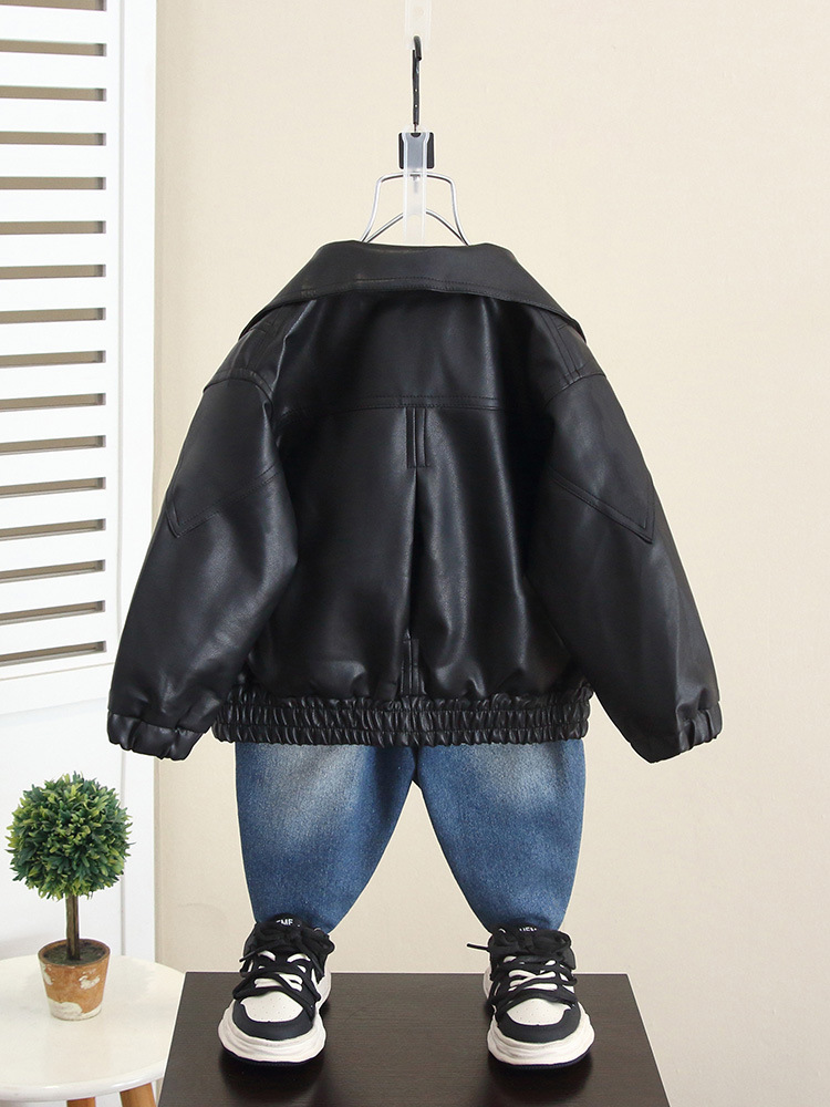 Chaqueta de Otoño para Niños 5963, Chaqueta de Cuero Elegante para Niños, Primavera y Otoño 2026, Nuevo Modelo, Prenda Superior de Otoño para Bebés, a la Moda