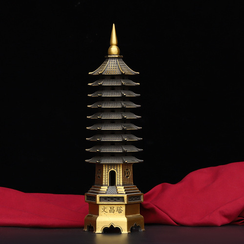 Pure copper thirteen-story Wenchang Tower ornaments 13-story nine-story copper tower exam opening gifts study office gifts
