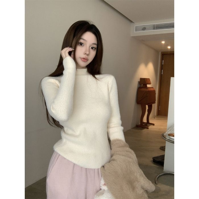 加绒加厚高领打底毛衣女冬季新款内搭修身显瘦保暖长袖针织衫上衣|undefined
