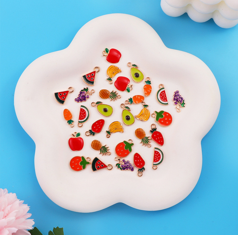 18 * 9mm Jewelry Making Size Charms Classification 1 Piece 18 * 9mm Hole 2~2.9mm Alloy Fruit Pineapple Watermelon Charms Pendant