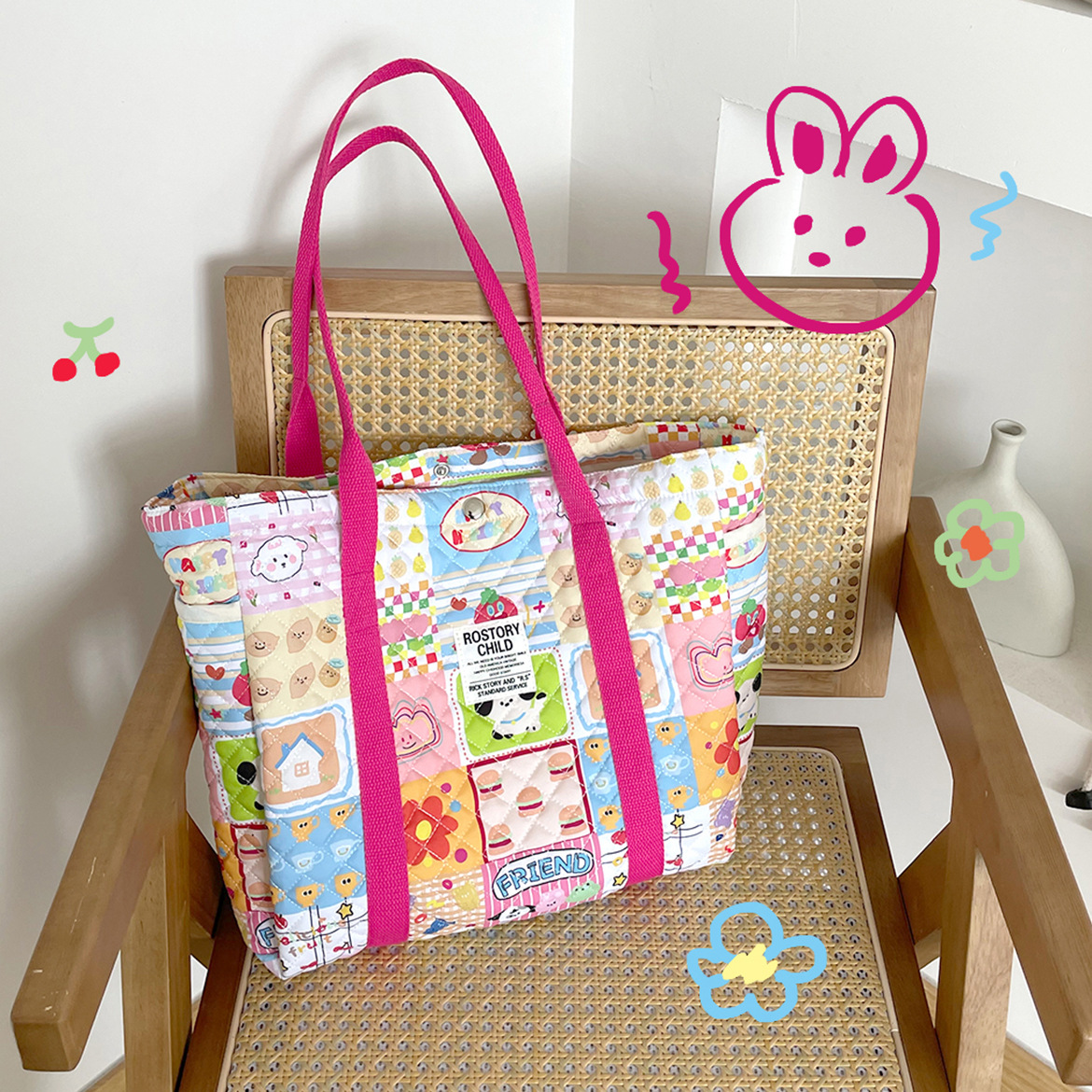 Bolso de la momia portátil de gran capacidad bolso de confinamiento de la madre y el bebé glutinoso suave bolso de hombro ligero estilo coreano ins bolso floral acolchado