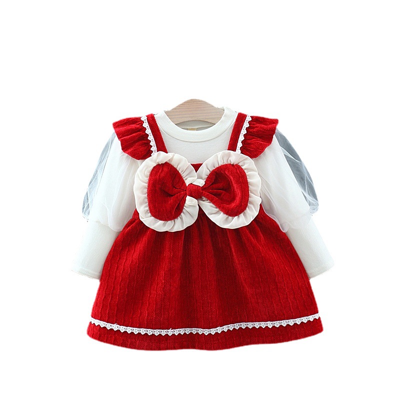 106059819@qq.com Robe à nœud en dentelle pour fille, tenue bébé de 3 ans, ensemble deux pièces pour fille avec doublure tendance_voghion.com