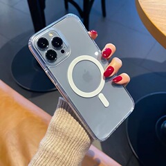 iPhone17 磁気電話ケース iPhone16 ワイヤレス充電透明磁気 MagSafe 15 電話ケースに適しています。