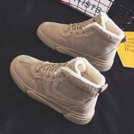 冬季加绒保暖棉鞋高帮新品潮流帆布鞋男鞋百搭马丁靴休闲板鞋布鞋