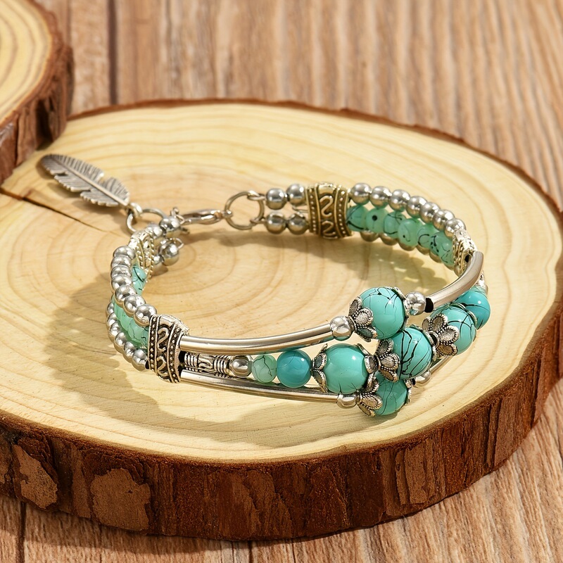 Long Rui European and American retro National style hidden silver carved elephant pendant bracelet turquoise bracelet cross-border jewelry wholesale