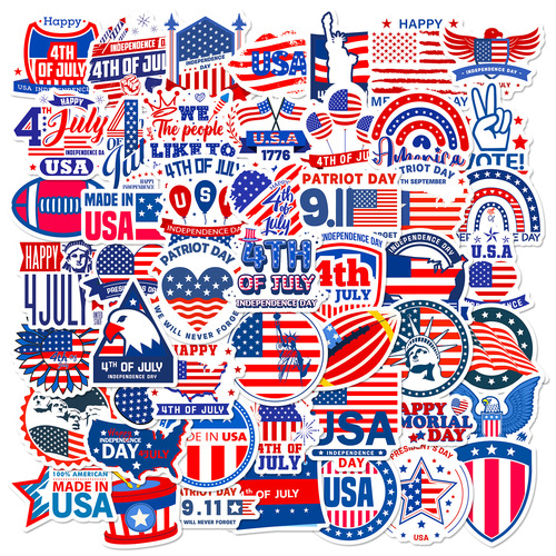 50 American Flag Independence Day Sticker, Amazon USA Flag Election Personality Doodle Sticker