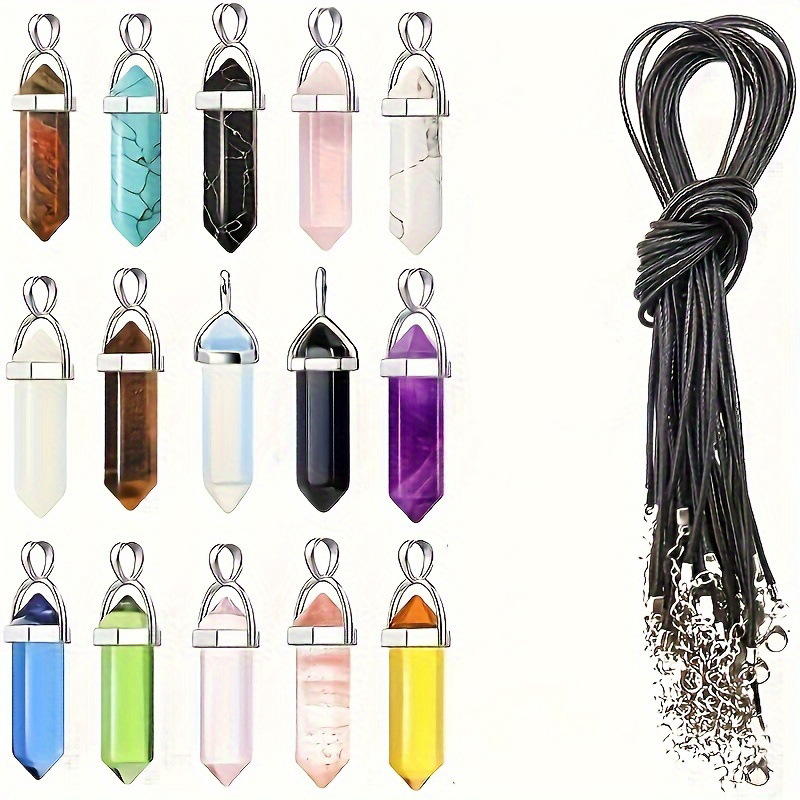 Transfronterizo Amazon colgante hexagonal de cristal sintético bala punta pendulante collar de cristal joyería colgante gemas