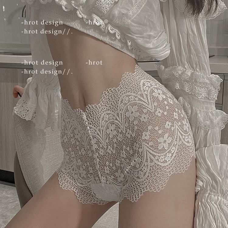 Sexy Lace Boxer Women's Underwear Hollow-out Traceless Ultra-thin Pure Hot French Mid-waist Girls' Boxer Pants