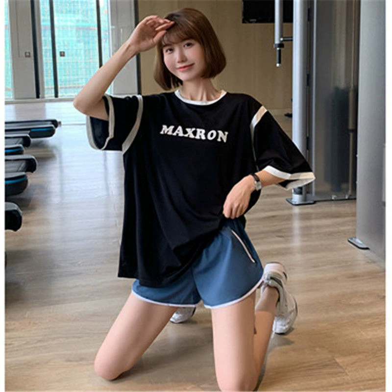 Быстросохнущая футболка, Женская свободная футболка для бега, 2023, новый спортивный топ, одежда для йоги с короткими рукавами, блузка, летняя футболка для фитнеса