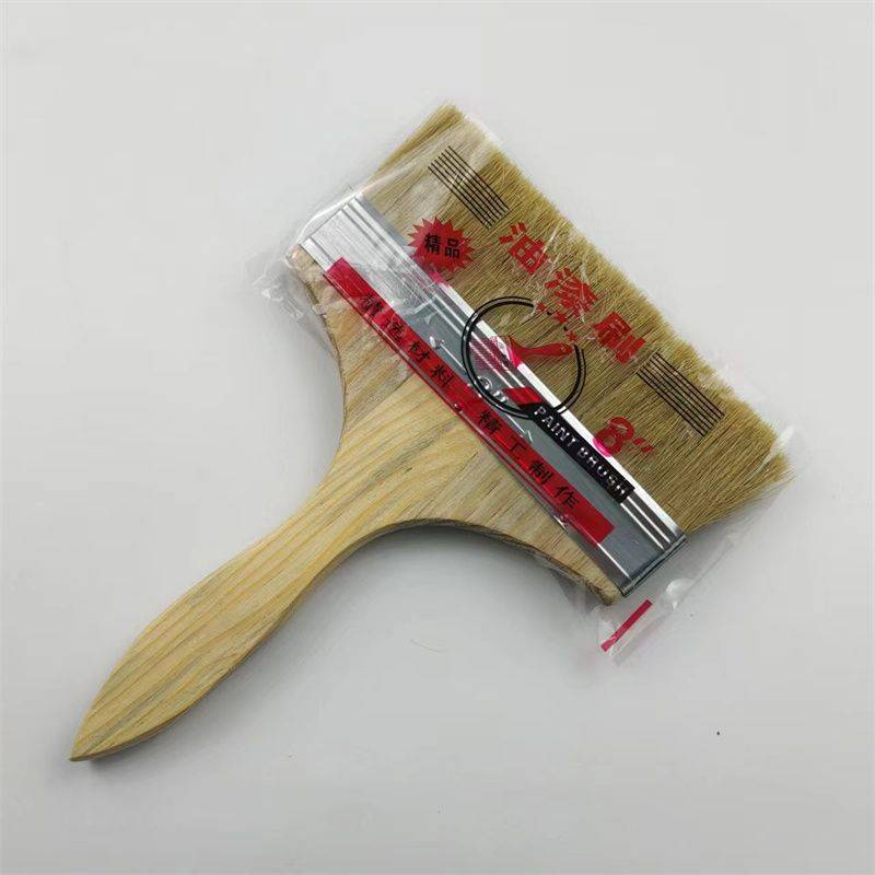 Fuente de la fábrica mango de madera cepillo de pintura de 4 pulgadas cepillo de pintura cepillo marrón cepillo de pared herramienta de cepillo barbacoa marina