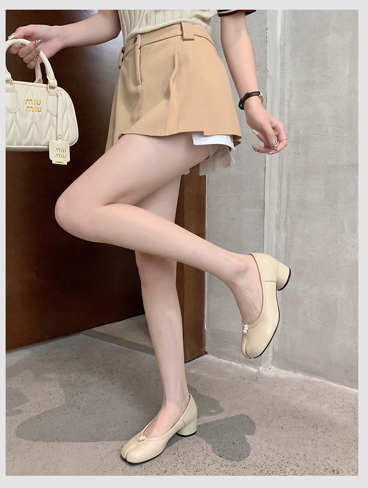 Giày búp bê nữ mũi tách ngón gót thô 3–6 cm, kiểu Mary Jane thời trang, dễ xỏ chân — bạc, màu mơ, Điểm sóng Đen, đen chi tiết 22