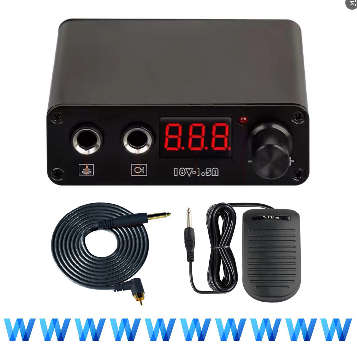 Fuente de alimentación para tatuajes Tuffking 1.5A, voltaje estable, corriente completa, múltiples velocidades, pantalla LCD, fuente de alimentación para tatuajes transfronteriza.