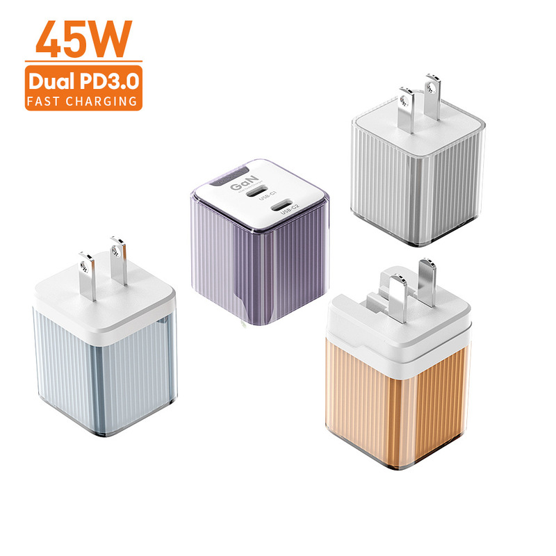 45W Gallium Nitride Gan Charger Pd3.0 Fast Charging Charging Head Dual Type-C Mobile Phone Adapter Mini Charging