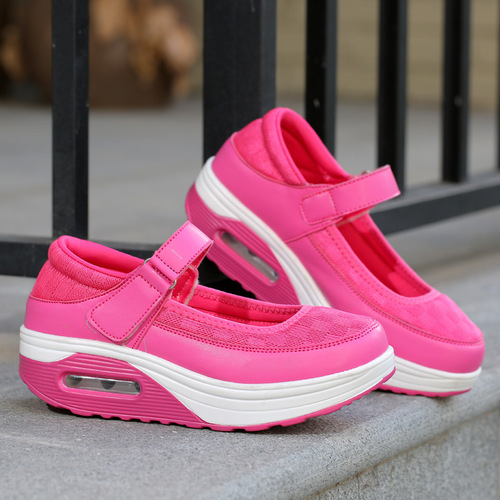 Women's Sporty Breathable Casual Low-Top Shoes with Thick Insoles, Lightweight Nurse Shoes, Black with Buckle, Plus Size Women's Shoes