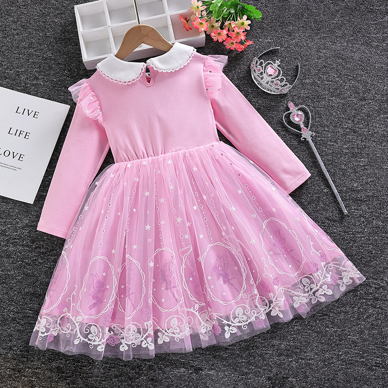 Princesa Elsa vestido congelado verano manga corta vestido de primavera y otoño puro algodón chica Aisha nueva ropa para niños