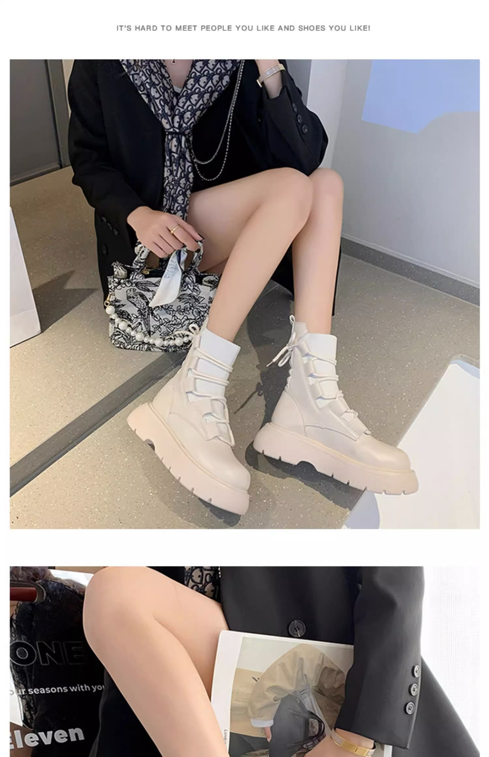 British Style Martin Boots Women’s Thick-soled Knitted Casual Shoes_voghion.com