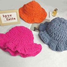 跨境新款羊羔毛加厚渔夫帽冬季纯色保暖毛绒水桶帽子户外防风盆帽