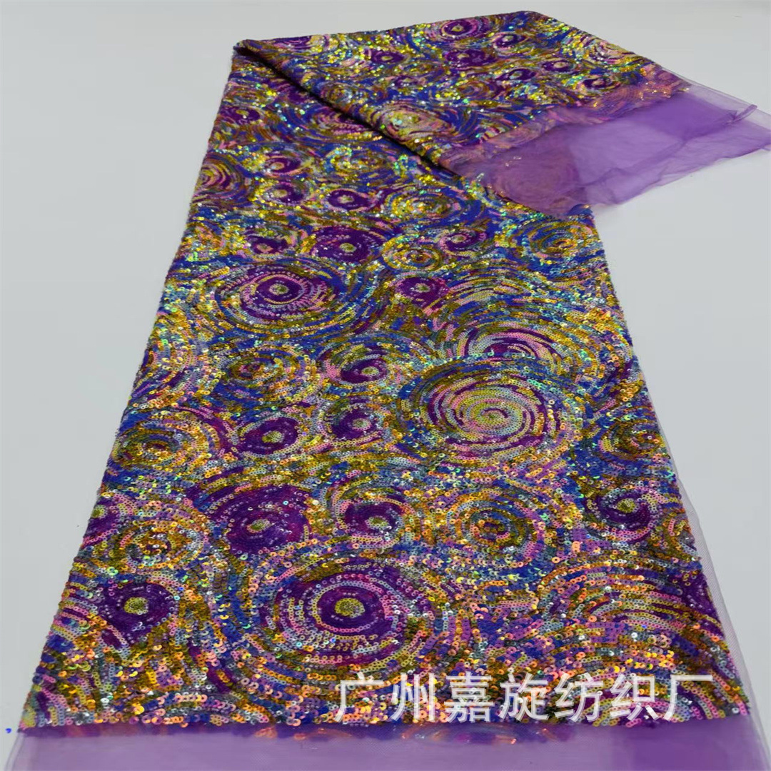 Estrellas de color full-screen sequins cuentas bordadas tela de malla europea y americana ropa de teatro ropa de moda infantil tela
