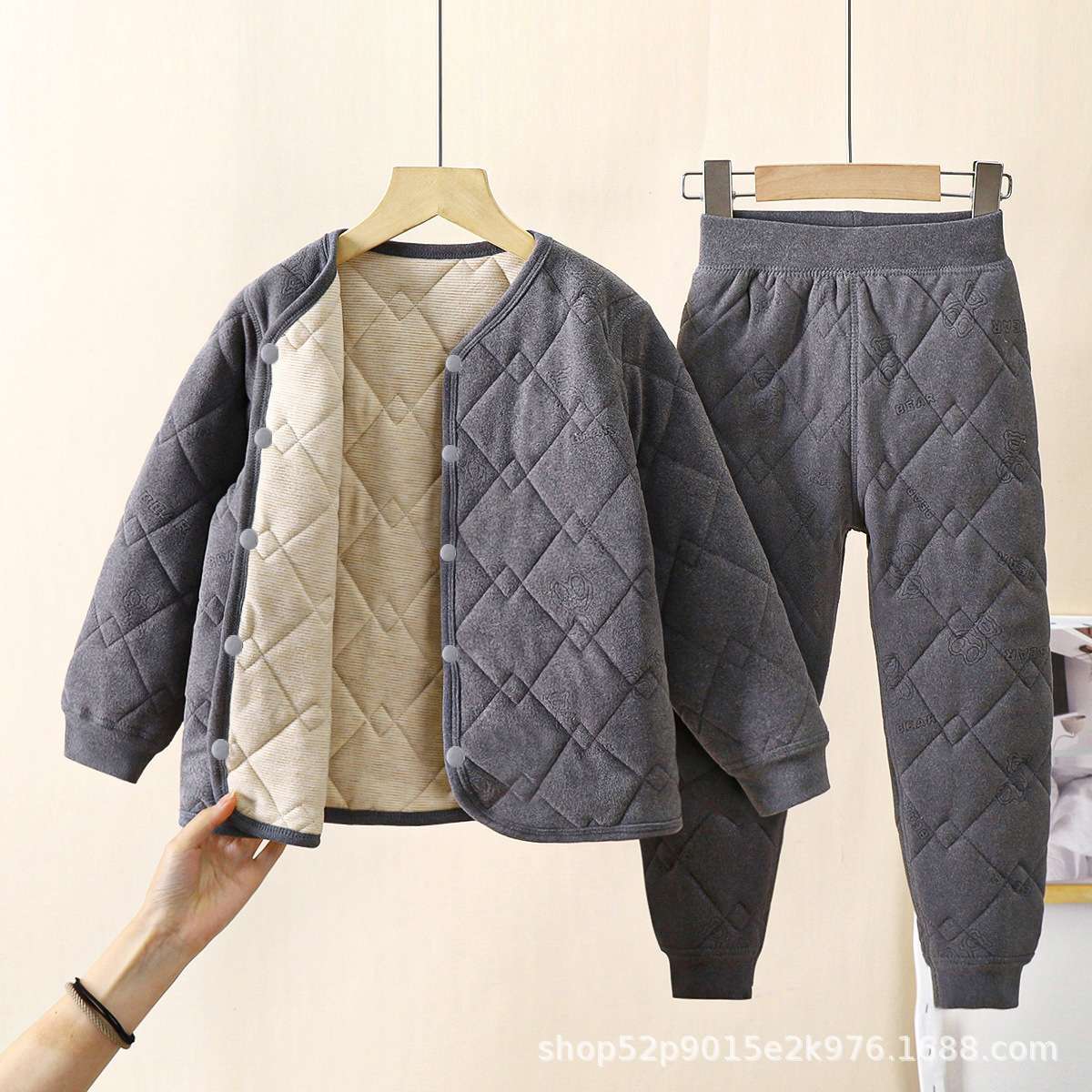 Uniformes escolares infantiles artefactos de otoño y invierno nuevos tres capas de algodón de algodón para niños con camisa de algodón gruesa con chaqueta de algodón para niñas clase A