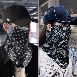 Ice Silk Hanging Ear Sunscreen Men's and Women's Summer Neck Protection Neck Sleeve Thin Breathable UV Protection Riding Face Towel Scarf Fashion