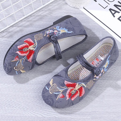 Chinese folk dance shoes hanfu oriental qipao choes flat traditional cloth embroidered shoes ancientry yange umbrella dance Asian theme party woman shoes