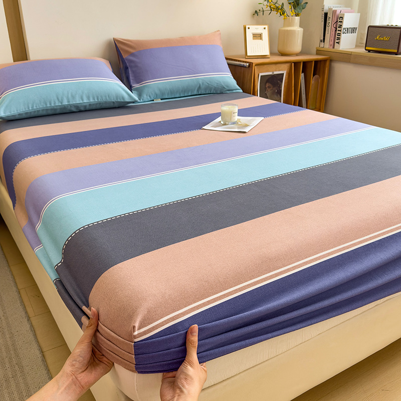 Funda de cama cepillada de algodón cubierta protectora de colchón de una sola pieza 2024 nueva funda de cama impresa para una sola persona para todas las estaciones