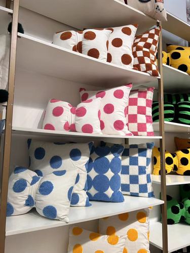 INS Xiaohongshu chessboard polka dot simple living room sofa embroidered bow pillow bedding decorative cushion