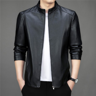 Genuine Leather Jacket Men's Cowhide Leather Jacket Spring and Autum Stand Collar Men's Business Casual Motorcycle Clothing Commuter Jacket Men
