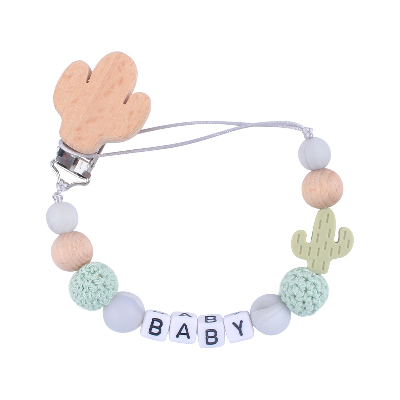Nuevo bebé de haya animal chupete clip calmante bebé DIY animal mordedura molares chupete cadena