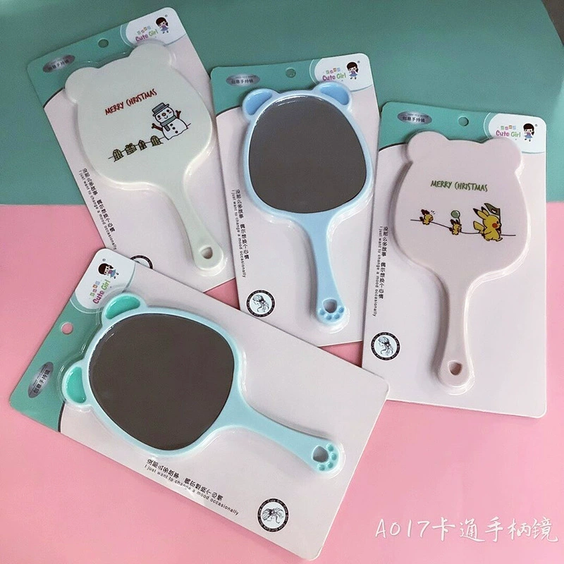 Cartoon handheld mirror for students, handle with animals