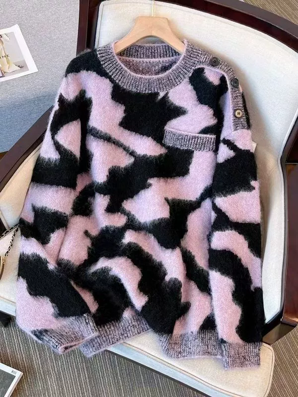 Махер свитер женский осенью и зимой 2022 новый дизайн мягкий и восковой свободный ленивый вязание