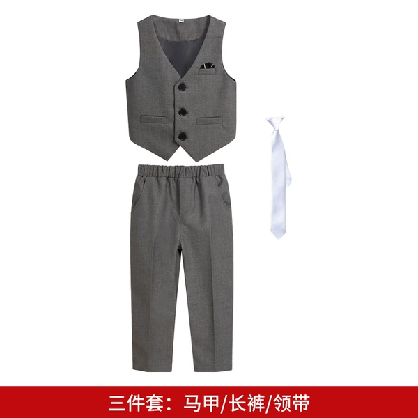 Gray three -piece set (with 052 tie)