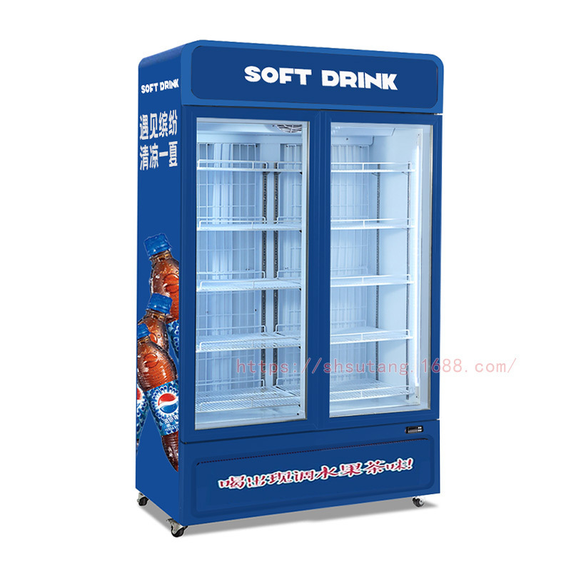 苏唐冷藏保鲜急冻圆角冰淇淋商用双门冷冻展示柜立式展示低温冰柜