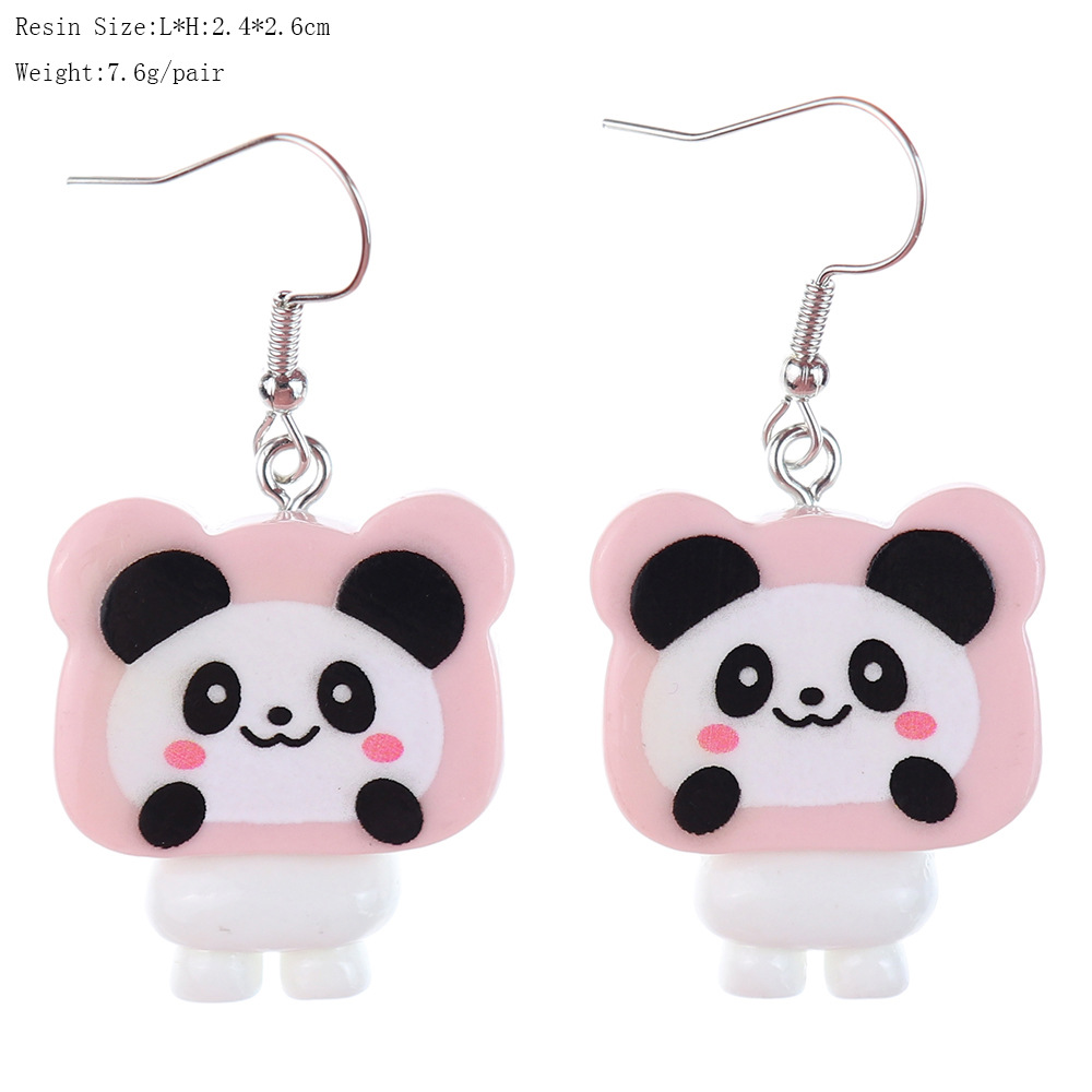 1 Pair Cartoon Style Cute Panda Plastic Drop Earrings display picture 4