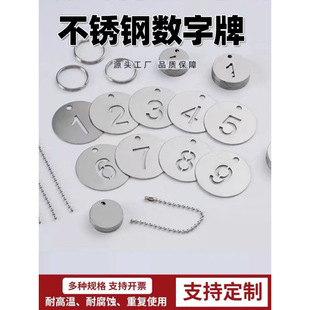 Stainless Steel Digital Number Plate Metal Hollow Kindergarten Mark Number Plate Water Cup Key Mark Plate
