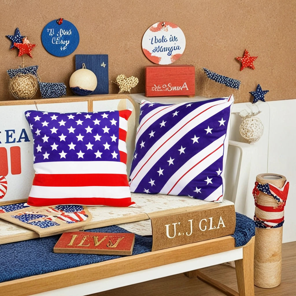 Nuevo producto transfronterizo American Independence Day Almohada para el hogar Cojín Cojín Almohada de bandera estadounidense Almohada con núcleo