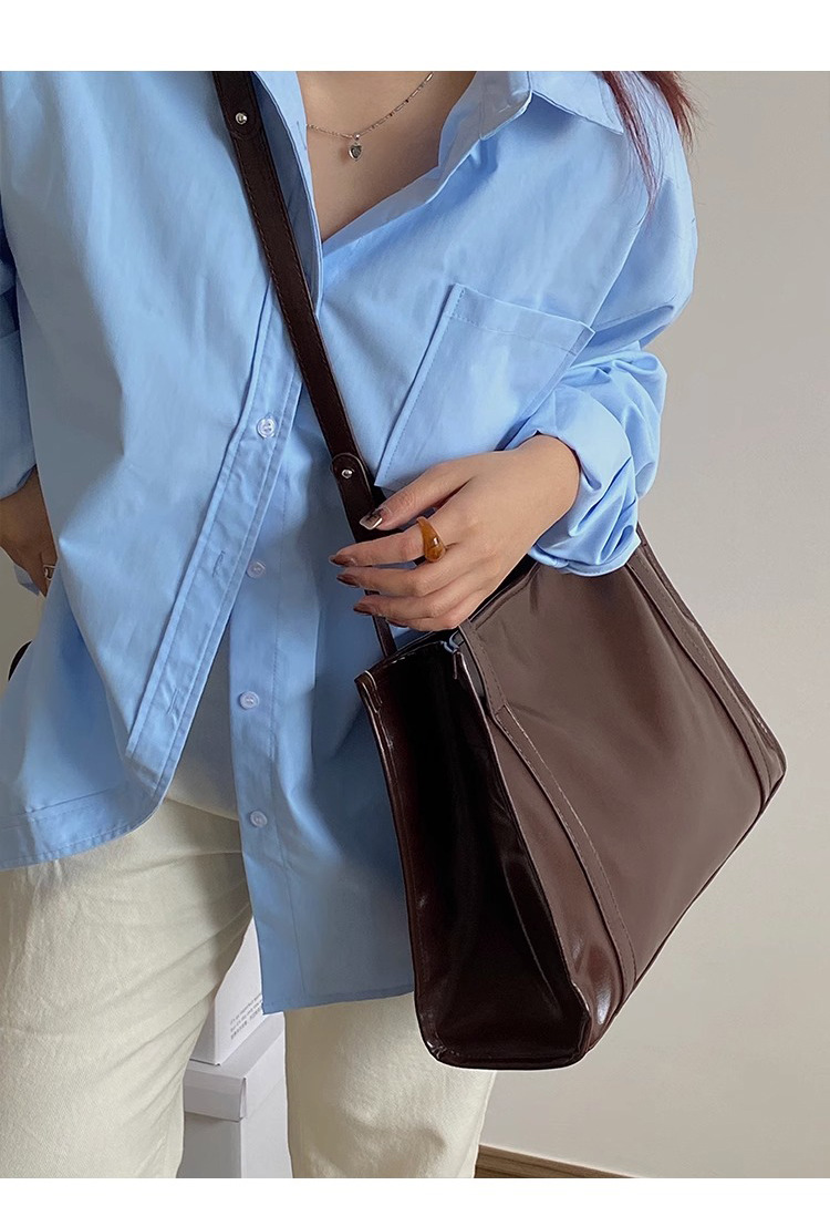 Túi tote nữ da thật đi làm dung tích lớn đeo chéo đeo vai — Màu nâu (viney), Màu đen (viney), Màu nâu (phiên bản công khai), Màu đen (phiên bản công khai) chi tiết 16