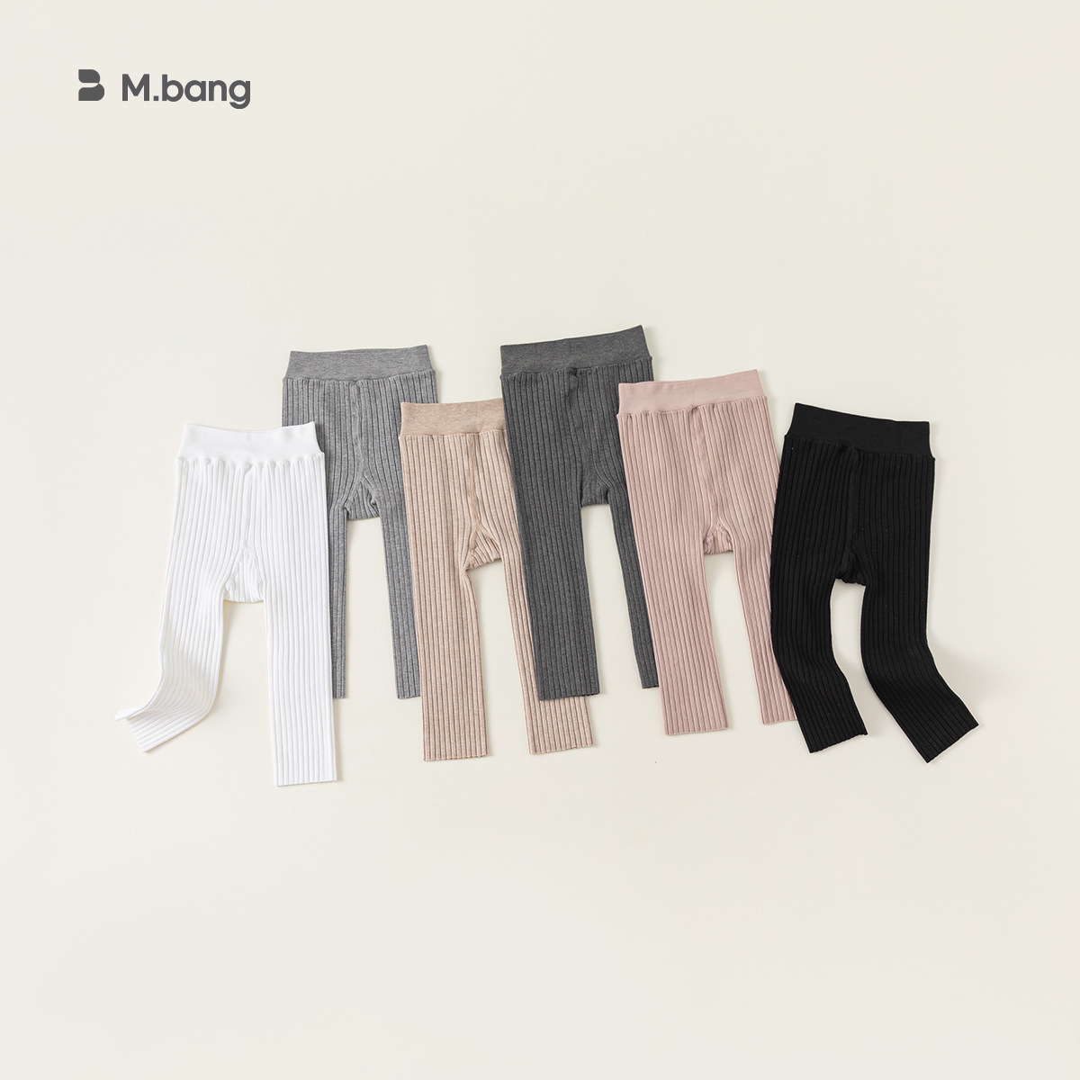 Bobo Children's Leggings Spring And Autumn Girls Thick Striped Solid Color Pants Little Girl Nine-point Pants Thin PS24038