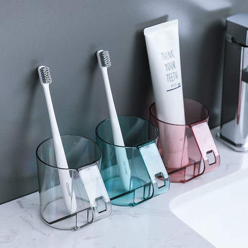 Mouthwash cup with toothbrush holder, creative upside down drain cup, cup for couples and students to drink water and brush their teeth, household dental cylinder